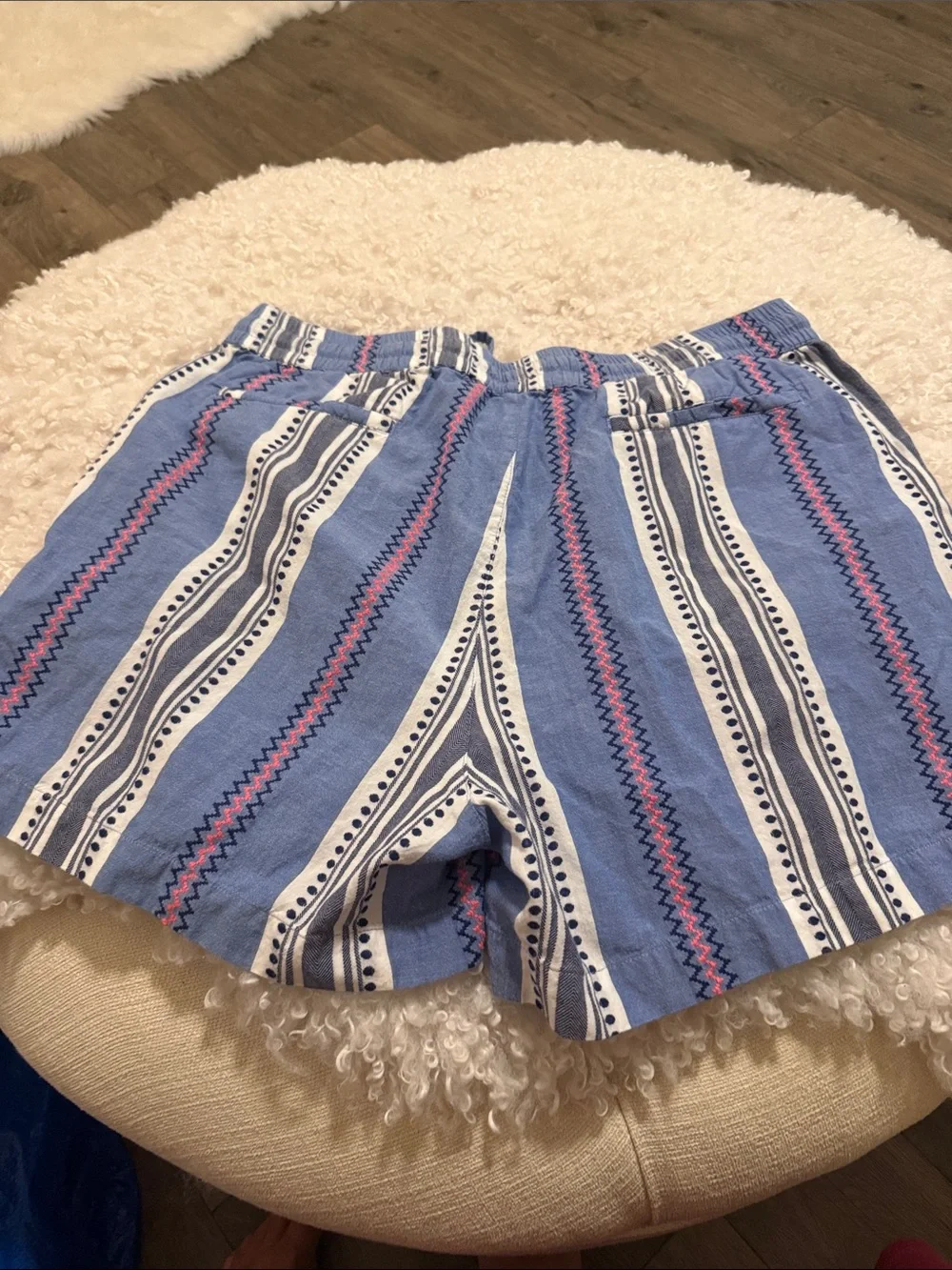 Hatley Blue Striped Drawstring Women's Shorts with Pink Accents